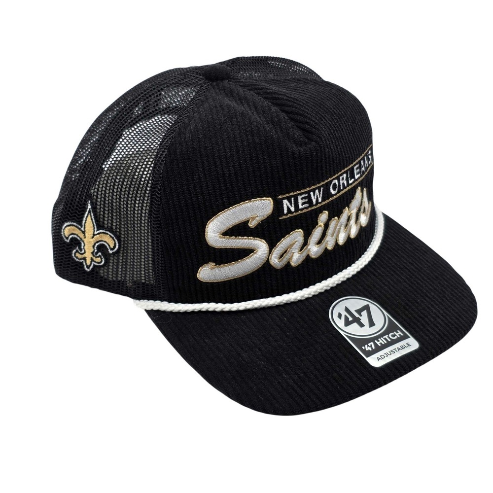 '47 Brand New Orleans Saints Corduroy Hitch Snapback Trucker Hat Cap Black NEW